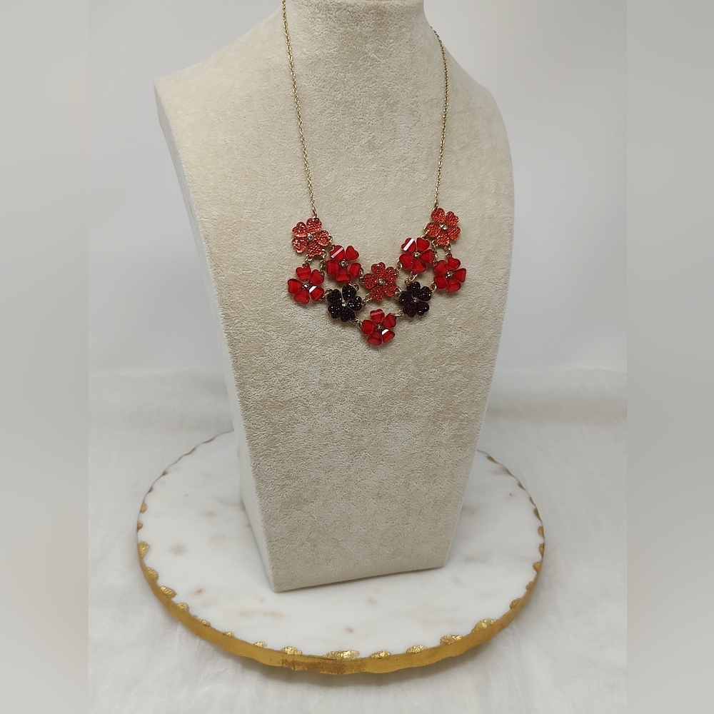 Floral Red and Gold Necklace